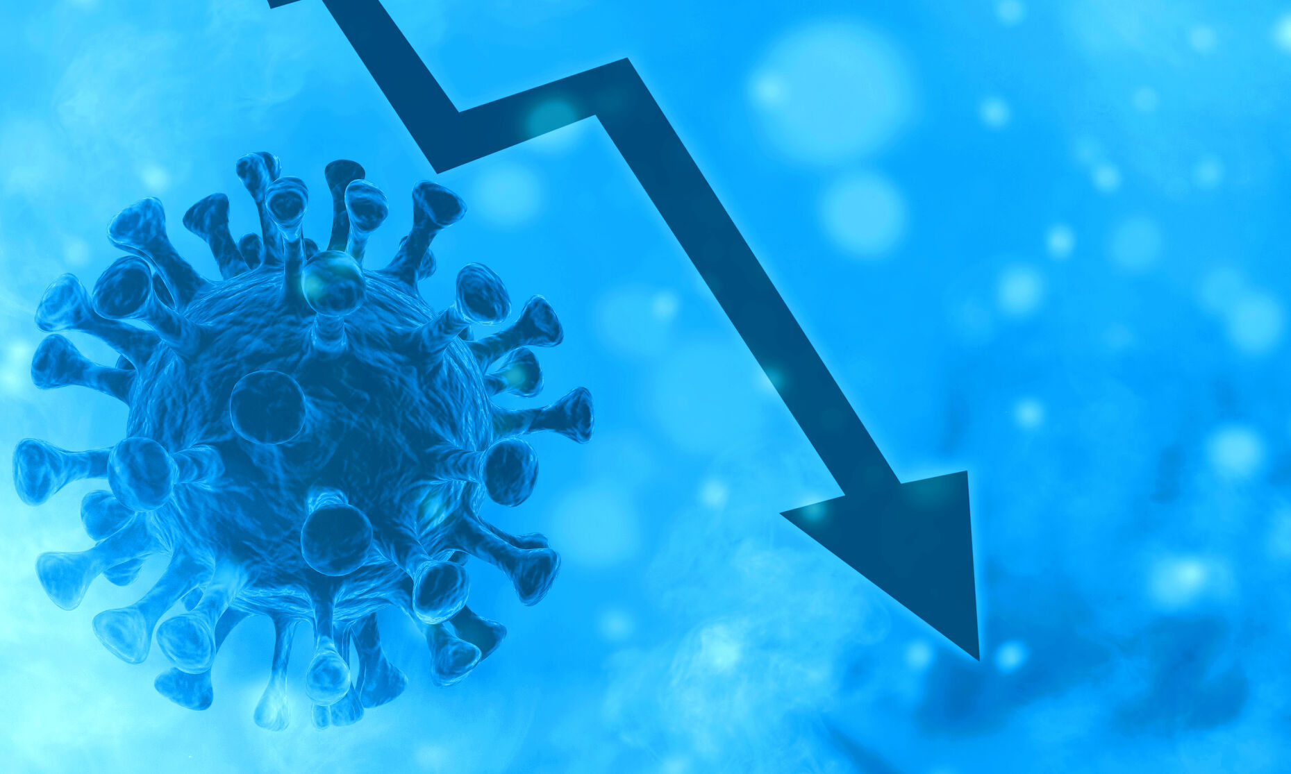 3d Created Corona Virus Concept. End Of The Corona Pandemic In Winter. Falling Numbers Of Illnesses.